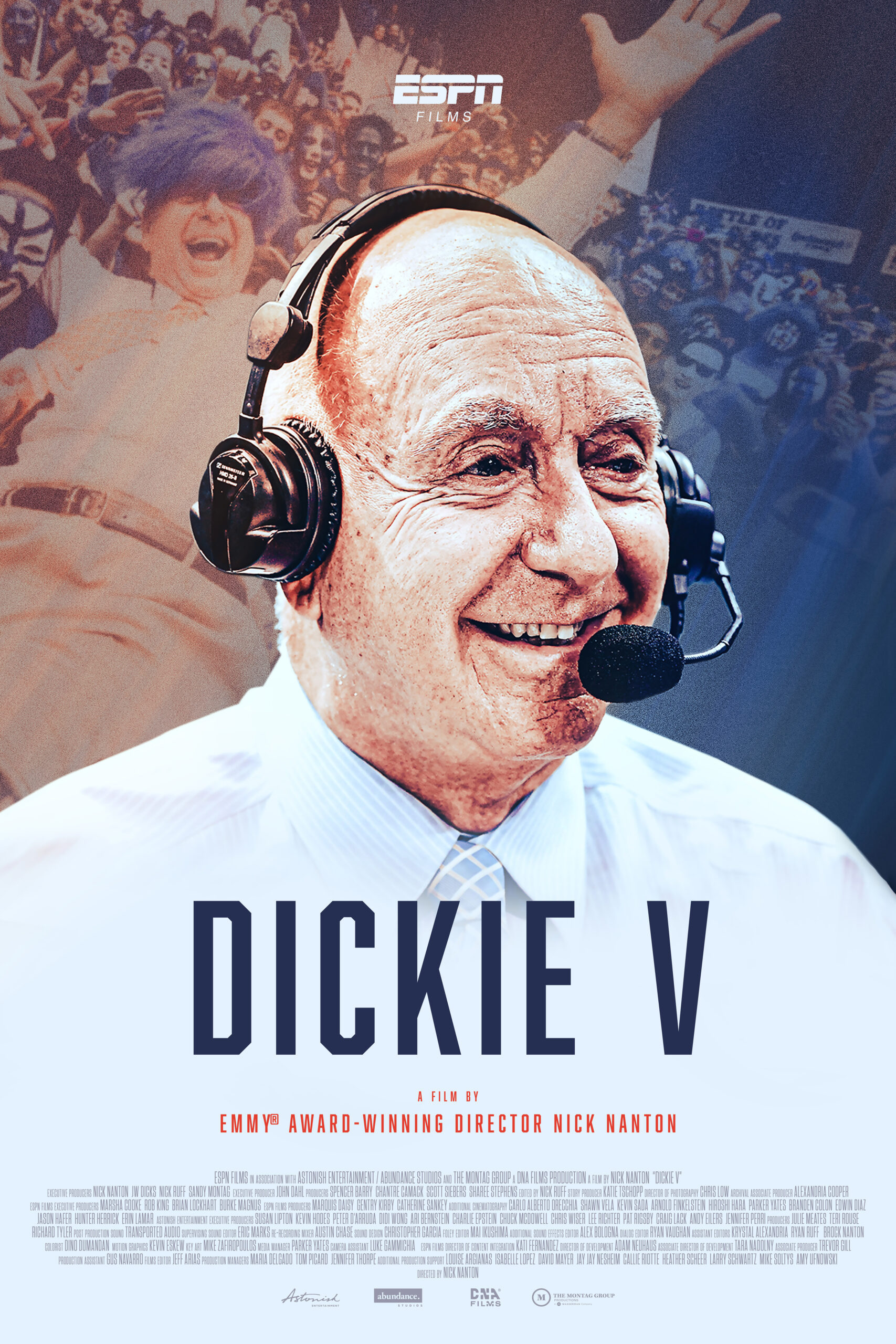 An image of the poster for "Dickie V", an Abundance Films documentary.